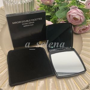 Espejos compactos plegables de marca con una bolsa de polvo de terciopelo espejo negro portátiles de estilo clásico de estilo clásico