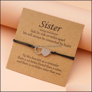 Charm Bracelets Jewelry Link Chain Sisters Adjustable Heart Shaped Wish Bracelet The Gift For Two Interlocking Women Daughter Drop Delivery