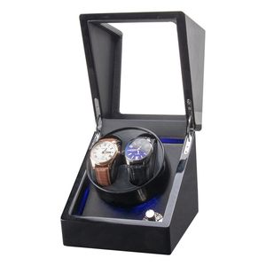 USB strömförsörjning LED -bakgrundsbelyst mekanisk klocka Winding Box Motor Shaker Mini Dual Position Winder Holder Storage Organizer 220624