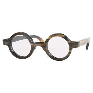 サングラスクラシックユニークな手作りラウンド本物のナチュラルホーンユニセックス眼鏡光学ガラスフレーム男性と女性のため