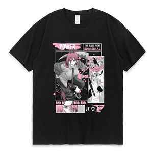 パワーチェーンソーマンアニメTシャツ短袖日本ストリートウェア特大TシャツコミックパターンTシャツユニセックス服トップ220708