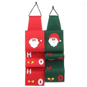 Dekoracje świąteczne Czerwone Zielone Santa Claus Zestawy ręczników Okładki toaletowe torby na papierowe uchwyty