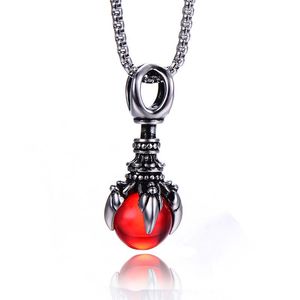 Pendant Necklaces Vintage Dragon Claw Crystal Ball Magic Pestle Necklace For Men Women Goth Rock Hip Hop Party JewelryPendant