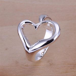 Open heart sterling silver jewelry ring for women WR009 fashion 925 silver Band Rings218a