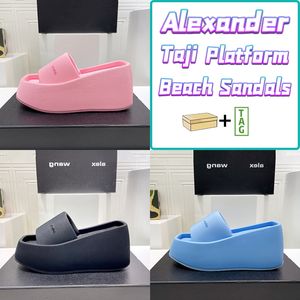 Hohe Qualität Alexander Hausschuhe Quadratische Zehe Taji Plattform Strand Sandalen Mode Luxus Rutschen Schwarz Blau Rosa Männer Frauen Indoor Sandale