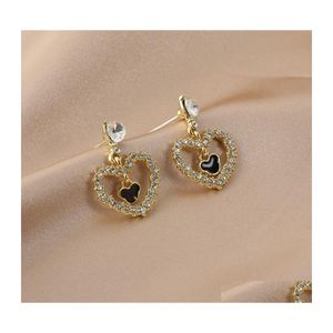 Dangle Chandelier Fashion Jewelry S925 Sier Post Cartoon Rhinstone Heart Stud Earrings Drop Delivery Dhyu0