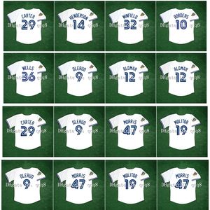 Na85 1992 1993 Vintage Baseball Jersey Joe Carter Roberto Alomar Rickey Henderson Dave Winfield Pat Borders David Wells John Olerud Paul Molitor