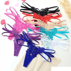 Кружева бабочка Бруки g-Stings Hollow Bantage Taiste Conties Sexy Tong G String T Back Женщины-нижнее белье.