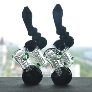 high-qualit IN STOCK Black White water pipe Hookahs Glass bubbler smoking heady dab rigs blue smoking tools dry herb holder