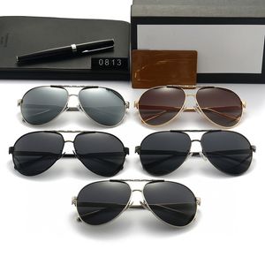 Luksusowa marka designerskie okulary przeciwsłoneczne modne męskie damskie okulary przeciwsłoneczne Pilot ochrona UV400 męskie okulary damskie okulary z oryginalnym etui i pudełkiem GUC0813