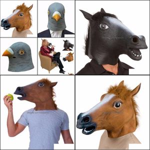 Party Masks Festive Supplies Home Garden Creepy Horse Animals Head Latex Mask Halloween Costume Theater Prank Prop Crazy Drop Delivery 202