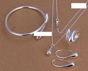 Оптовая серебряная серебряная серебряная модная колье с серьгами кольца кольца кольца кольца набор ювелирных изделий