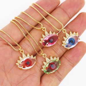 Pendant Necklaces Crystal Charm Eye Shape Gold Filled Chain Necklace Adjustable Bohemia Jewelry For WomenPendant PendantPendant