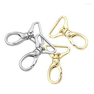 Keychains 5st Gold Silver Plated Snap Lobster CLASP Keychain Metal Push Gate Swivel Clip Purse Making Accessories Enek22