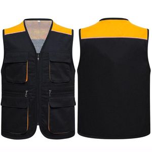 Chalecos para hombres trabajan chaleco múltiples bolsillos de moda taller multicolor de seguridad protección de mano de obra cremallera de metal