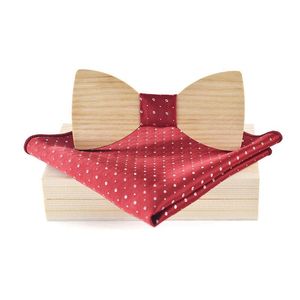 Bow Ties Erkekler İş Düğün Takım Partisi 3D Oyma Kravat Kutu Yenilik Ekose Dot Mendil Bowtie Cep Kare Boyun Setbow
