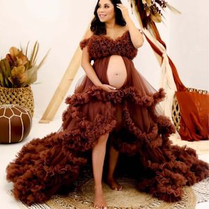 Robes de maternité en tulle moelleux de mariée sur mesure robes de bal bordeaux 2022 femmes longues robes de douche de bébé