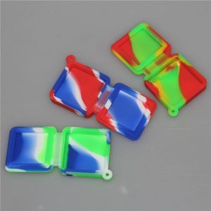 Farben mischen, quadratische Box, 9-ml-Antihaft-Silikonglas, Dab-Wachs-Behälter zur Aufbewahrung von Bho-Öl, vs. durchsichtiges Plastikglas