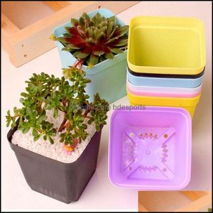 Ekiciler Potlar Bahçe Malzemeleri Veranda Çim Evi Mini Çiçek Kare Plastik Dikim Bahçecilik Ekici Kreş 7 Tür Renk Damlası Teslimat