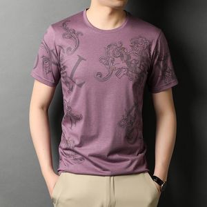 メンズTシャツマーセル化されたコットンメンズラグジュアリー半袖ラウンドカラー印刷された男性夏シンプルマンTシャツ4xlmen's