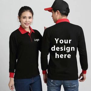 Camisa polo homens e mulheres algodão casual com manga longa Jerseys Spring outono Men s Polos imprimindo seu próprio texto de design 220713