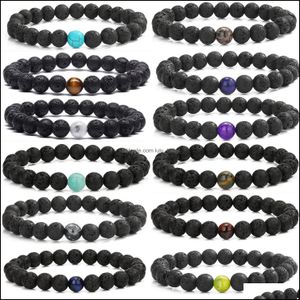 Fios de mi￧angas de 8 mm de lava preto rock stand fita ￓleos essenciais de ansiedade aromaterapia difusor el￡stico yoga straes beb￪ dhcix