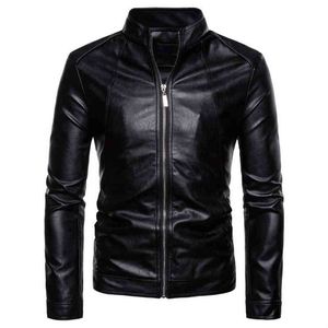 Autumn Mens Zip Up Motorcycle Motorcycle Casual Casual Moto Jacket Oversize 5xl Macho preto PU Jaqueta com mangas compridas Top L220725