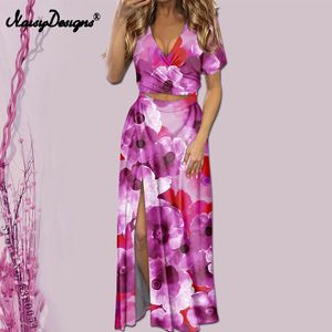 NoisyDesign Women Beach Sarong Dress Luxury Eurpoen Floral Print Spaghetti Strap V-Neck Summer Bodycon Maxi Vestido Custom 4xl 220627