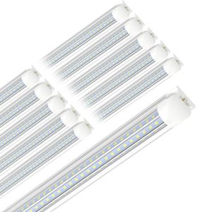 USA: s lager T8 LED -rör Light D -formade 8ft 90W Kall vit transparent omslagsbutik Garage Kontorslampor