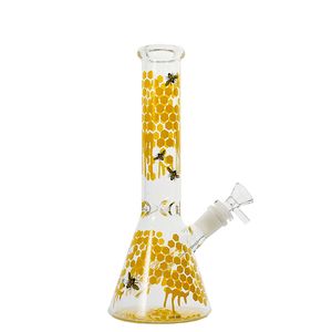 Narghilè da 10 pollici 18 Bong in vetro femminile Jiont Modello di api Tubi d'acqua Spessore 4mm Olio Dab Rigs con ciotola