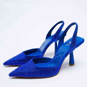 Sandálias de ouro chinelas de sapatos macios mulas para mulheres 2021 Plataforma pontual e conforto novo salto salto slingbacks Banquet Sapatos femininos G220527
