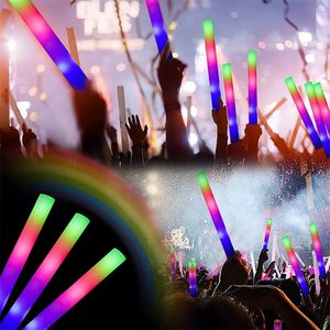 12153060Pcs Bulk Colorful LED Glow Sticks RGB LED Glow Foam Stick Cheer Tube Dark Light Birthday Wedding Party Supplies 220527