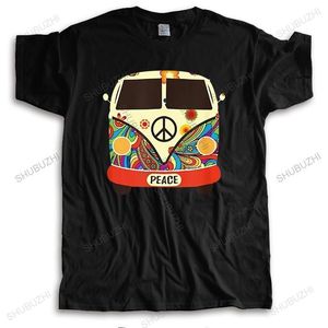 Maglietta estiva da uomo in cotone di marca maglietta ampia Hippies Peace And Love Maglietta casual vintage per lui maglietta con stampa taglie forti 220421