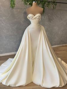 Hochzeitskleider eleganter Schatz ärmelloses langer Sweep -Zug Frauen formelle Braut Kleider Plus Size