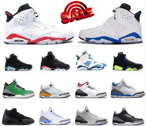 Jumpman 3 Scarpe da pallacanestro da uomo 3s UNC Pine Green Nero Cement Racer Blu Fire Red Court Viola Laser Orange 6 6s Scarpe da basket da uomo scarpe da ginnastica sportive sneakers 40-46