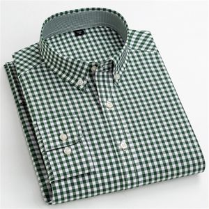 メンズカジュアルチェック柄シャツ快適な特別なデザイン長袖イージーケアシャツ高品質100％コットンスマート220324