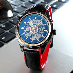 Wristwatches Men Watches Luxury Skeleton Watch Leather Automatic Mechanical Men's Sport ClockWristwatches