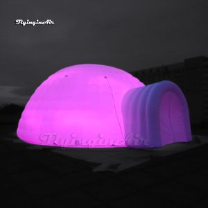 Pubblicità gonfiabile Igloo LED Tenda a cupola 10m Illuminazione bianca Tenda circolare a esplosione d'aria con 2 porte per eventi di nozze e feste