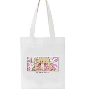 Japane punk vintage kawaii anime lona saco de desenho animado harajuku saco de compras casuais de grande capacidade grande feminina bolsas de ombro doces