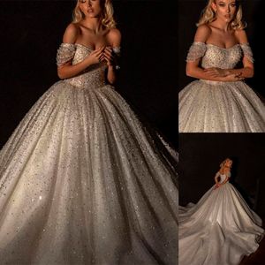 Brilliant A-Line Bröllopsklänning Med Stroplös Ärmlös Backless Lace Organza Sequins Princess Formell Tillfälle Custom Made de Mariée