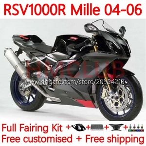 MOTO FAIRINGS FÖR APRALIA RSV1000R MIRE RV60 RSV-1000 RSV1000 R RR 04 05 06 BODYWORK 160NO.14 RSV1000RR RSV 1000 R 1000R 1000R 2004 2005 2006 BODYS KIT FACTICE Black