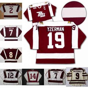 THR Peterborough Petes 2 Aaron Dawson 19 Steve Yzerman 9 Macdonald 7 Hendrikx 14 John Druce 12 Staal 8 Tie Domi 7 Rob Giffin Hokey Jersey