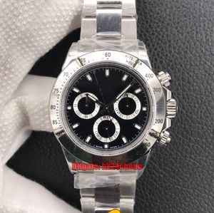 N Factory V4 Luxury Watches 116520 40mm 904l SS Cal.4130自動クロノグラフメンズウォッチブラックダイヤルステンレススチールブレスレットgents wristwatches