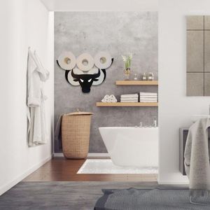 Havlu Rafları 1 PC Ev Dekoratif Tuvalet Kağıdı Tutucu Siyah İnek Rulo Metal Duvara Monte veya Serbest Dayanan Banyo Doku Depolama