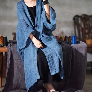 Johnature Bahar Kadınlar Vintage Düz Renk Uzun Trençkotları Nedensel Gevşek Patchwork Uzun Kollu Haldigan Ceketler 201030
