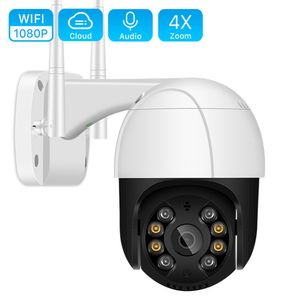 1080P PTZ Wifi IP カメラ屋外 4X デジタルズーム AI 人間検出ワイヤレスカメラ H.265 P2P オーディオ 2MP 3MP セキュリティ CCTV カメラ