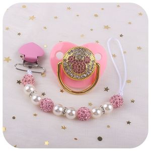 2Pcsset Bling Pacifier Mouse Baby Nipple Holder Clip Chain born Shower Gift 220523