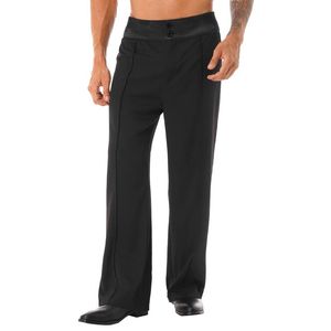 Wholesale mens latin resale online - Stage Wear Mens Latin Jazz Dance Pants Satin Wide Legs Waistband Dancewear Casual Male Black Wide Leg Trousers For PerformanceStage StageSta