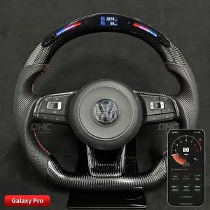 フォルクスワーゲンゴルフ用のカーカーボンファイバーステアリングホイール7mk7 gti gtd gli gt gte r line scirocco tiguan ledパフォーマンス