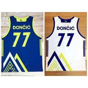 Nikivip özel Luka Doncic #7 Takım Slovenija Nadir Basketbol Forması Erkekler Üst Baskı Beyaz Mavisi Herhangi Bir İsim Sayı S-4XL